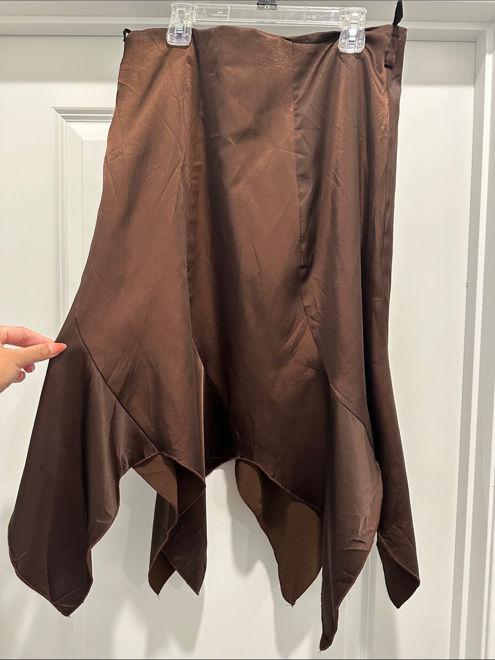 Brown fairy Hem Satin Skirt euro vintage y2k boho festival 90s